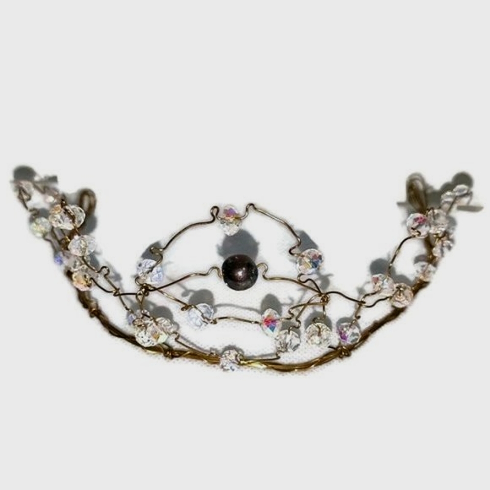 Dancer's Head Crystal Pearl Wire Tiara
